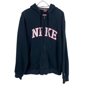 Nike Vintage Y2K Black Red Spellout Arch Logo Full Zip Hoodie XL